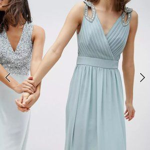 TFNC Wrap Front Maxi Bridesmaid Dress With Embellishment